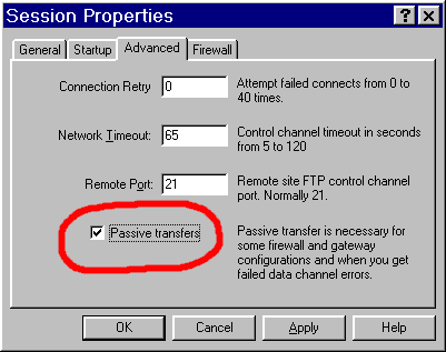 WS FTP Passive FTP Configuration